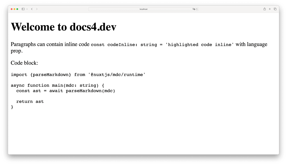 Demonstration of simple Markdown rendering with Nuxt MDC